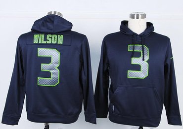 Seattle Seahawks 3 Russell Wilson Pullover Hoodie Blue