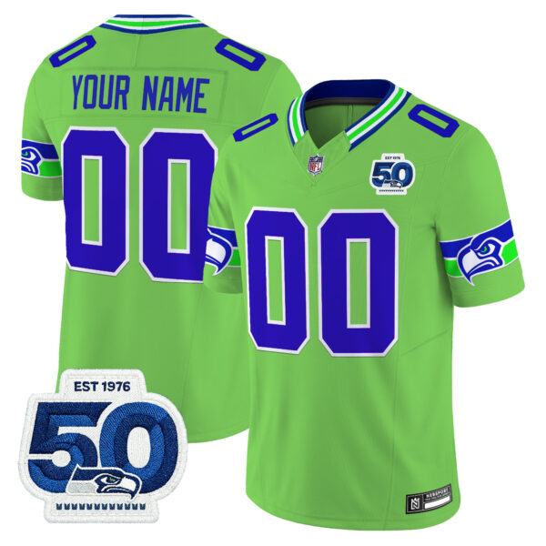 Seattle Seahawks 50th Anniversary Patch Vapor Limited Custom Jersey – All  Stitched