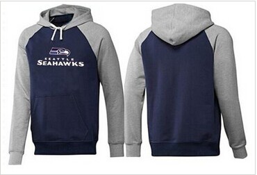 Seattle Seahawks Authentic Logo Pullover Hoodie Dark Blue & Grey