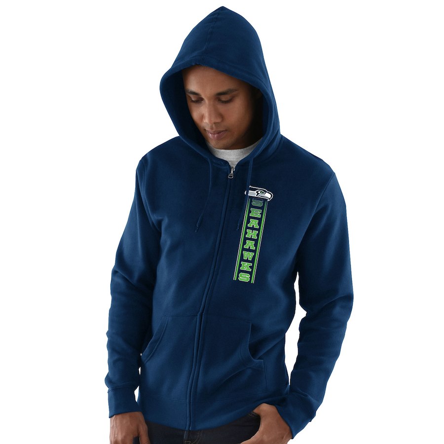 Seattle Seahawks Hook And Ladder Full Zip Hoodie Navy