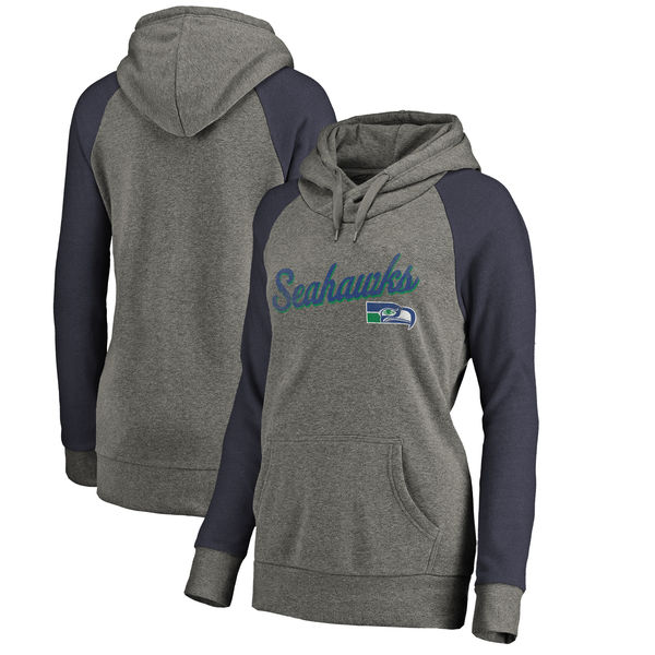 Seattle Seahawks NFL Pro Line By Fanatics Branded Women's Timeless Collection Rising Script Plus Size Tri-Blend Hoodie Ash