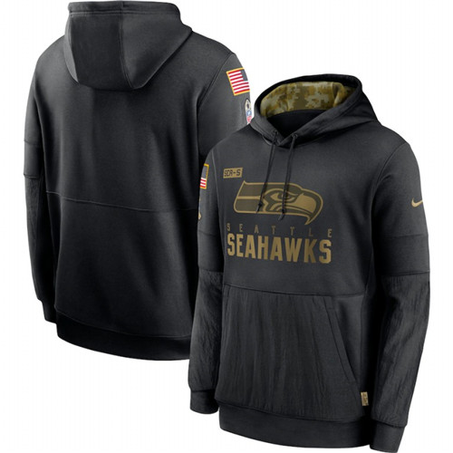 Seattle Seahawks Nike 2020 Salute to Service Sideline Performance Pullover Hoodie Black
