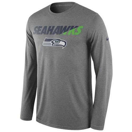 Seattle Seahawks Nike Charcoal Legend Staff Practice Long Sleeves Performance T-Shirt