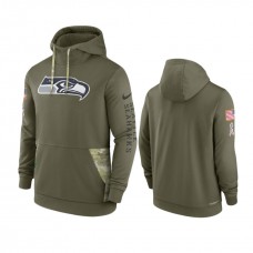 Seattle Seahawks Olive 2022 Salute to Service Therma Hoodie