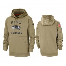 Seattle Seahawks Tan Sideline Therma 2019 Salute to Service Pullover Hoodie