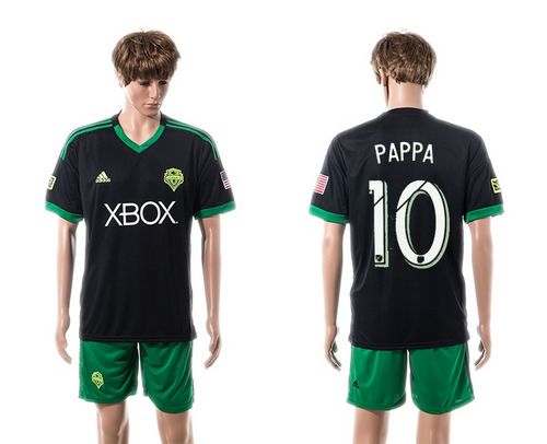 Seattle Sounders #10 Pappa Black Green Shorts Soccer Club Jersey