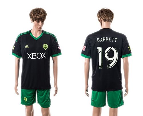 Seattle Sounders #19 Barrett Black Green Shorts Soccer Club Jersey