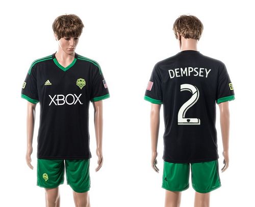 Seattle Sounders #2 Dempsey Black Green Shorts Soccer Club Jersey