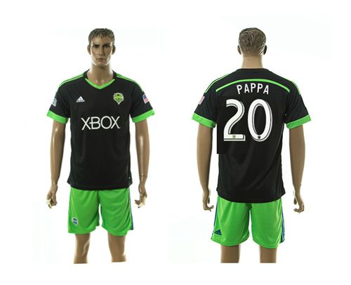 Seattle Sounders #20 PAPPA Black Green Shorts Soccer Club Jersey
