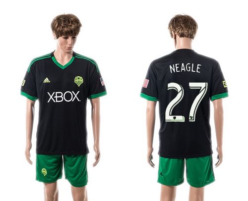 Seattle Sounders #27 Neagle Black Green Shorts Soccer Club Jersey