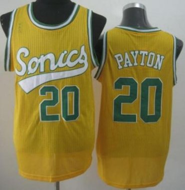 Seattle SuperSonics 20 Gary Payton Yellow Throwback Revolution 30 NBA Basketball Jerseys