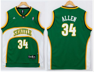Seattle Supersonic #34 Ray Allen Green Seattle SuperSonics Style Stitched NBA Jersey