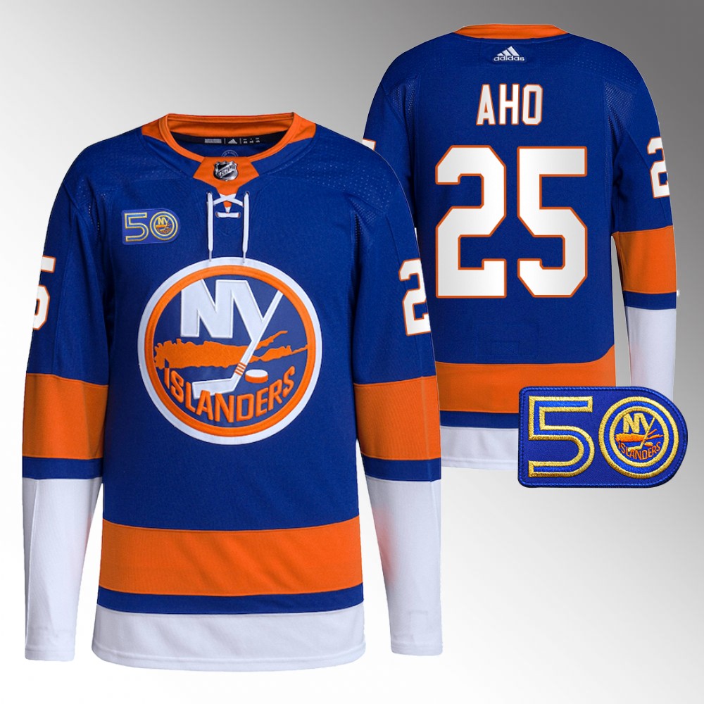 Sebastian Aho New York Islanders Royal 50th Anniversary Primegreen Authentic Jersey