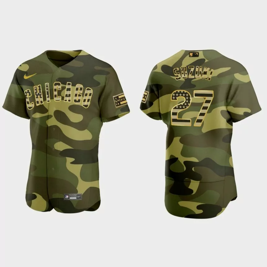 Seiya Suzuki Chicago Cubs 2022 Armed Forces Day Authentic Jersey – Camo