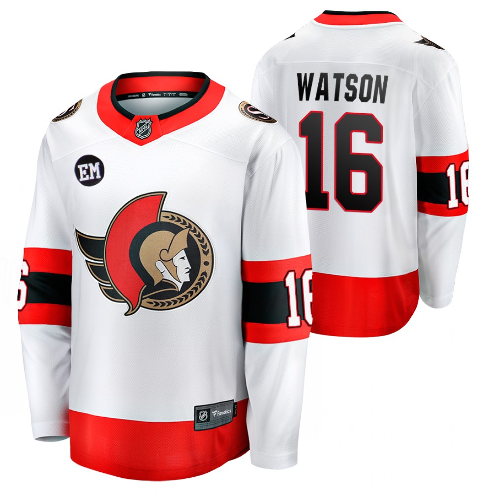 Senators #16 Austin Watson White 2022-23 Mr. Melnyk Patch Jersey