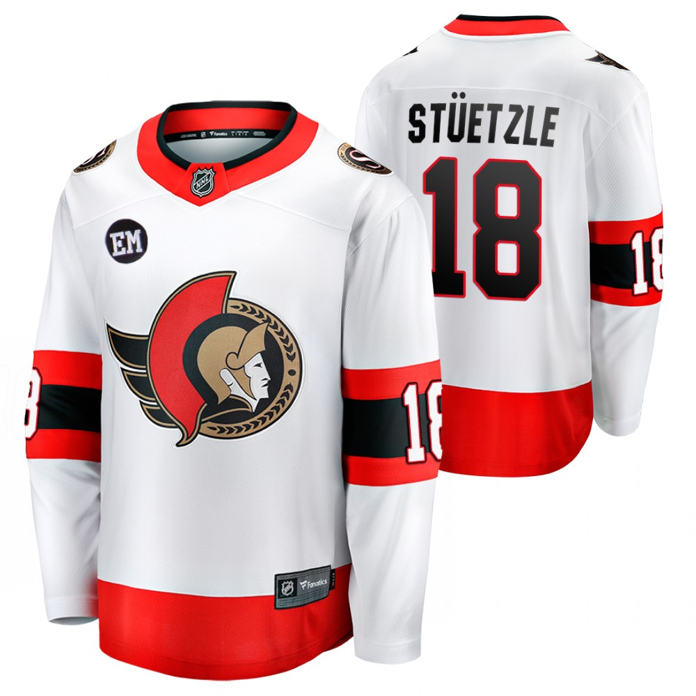 Senators #18 Tim Stuetzle White 2022-23 Mr. Melnyk Patch Jersey