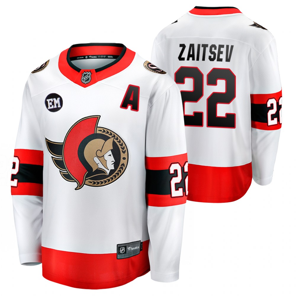 Senators #22 Nikita Zaitsev White 2022-23 Mr. Melnyk Patch Jersey