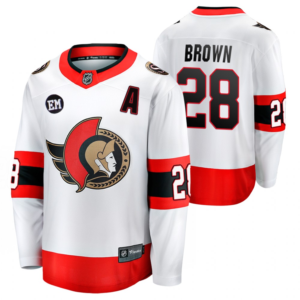 Senators #28 Connor Brown White 2022-23 Mr. Melnyk Patch Jersey