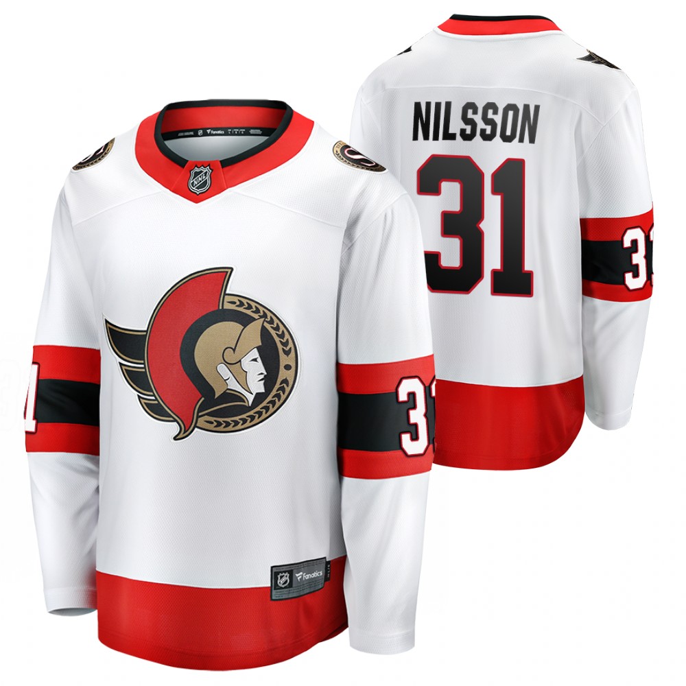 Senators #31 Anders Nilsson White 2020-21 Away Jersey