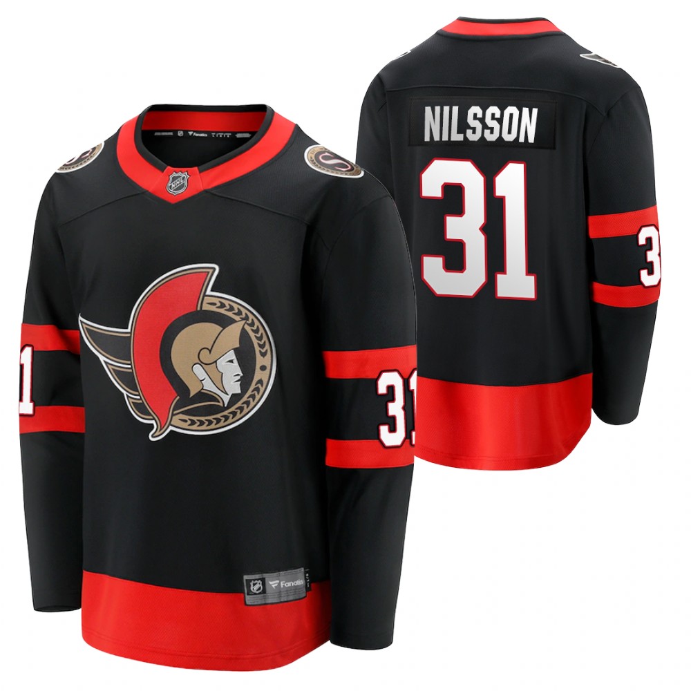 Senators #31 anders nilsson Black 2020-21 Home Jersey