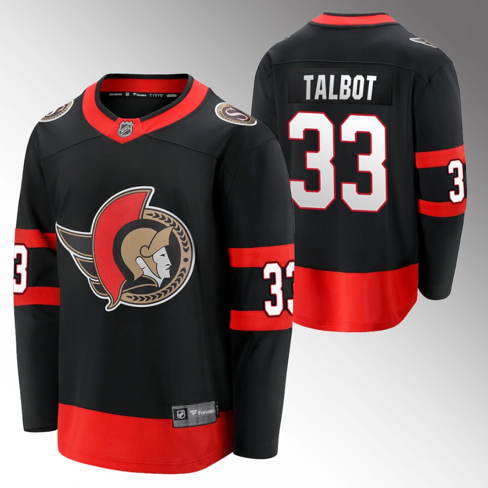 Senators #33 Cam Talbot Black 2022 Home Jersey