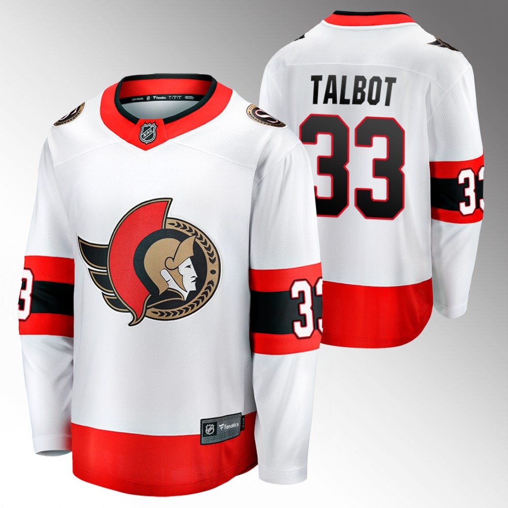 Senators #33 Cam Talbot White 2022 Away Jersey