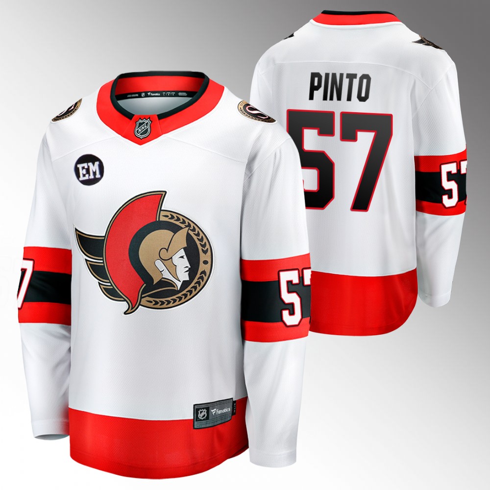 Senators #57 Shane Pinto White Away Jersey