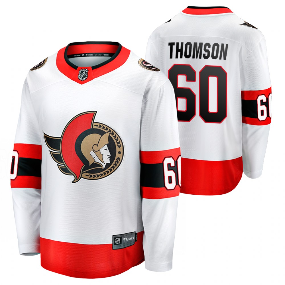Senators #60 Lassi Thomson White 2021-22 Away Jersey