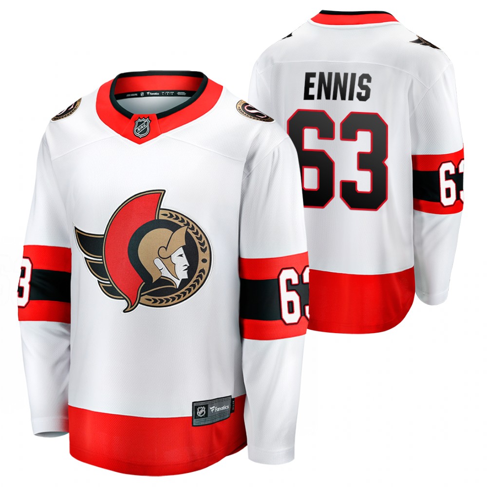 Senators #63 Tyler Ennis White 2021-22 Away Jersey