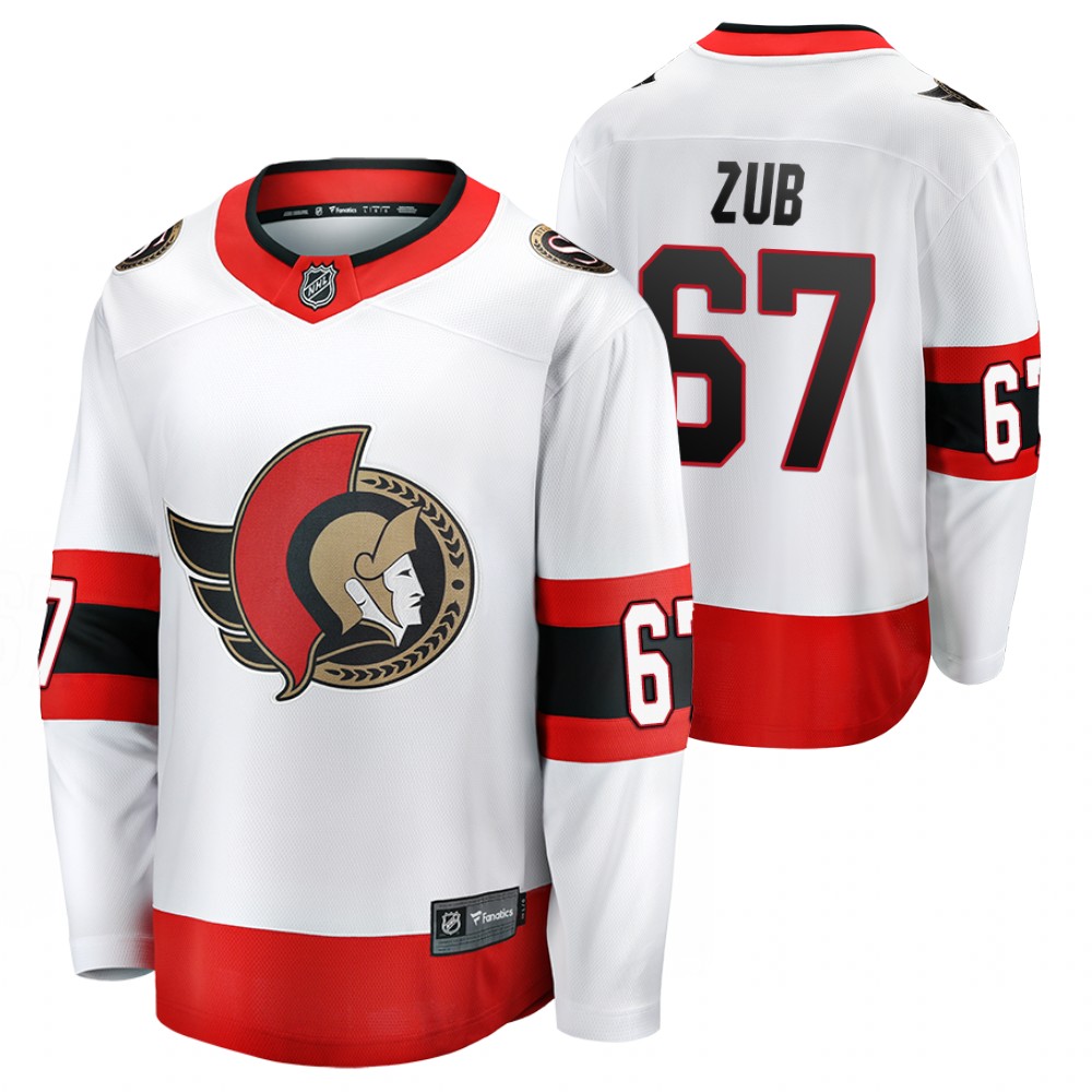 Senators #67 Artyom Zub White 2020-21 Away Jersey