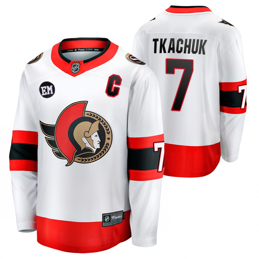 Senators #7 Brady Tkachuk White 2022-23 Mr. Melnyk Patch Jersey