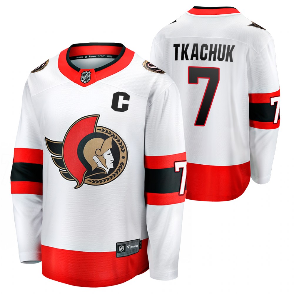 Senators #7 Brady Tkachuk White Away Jersey