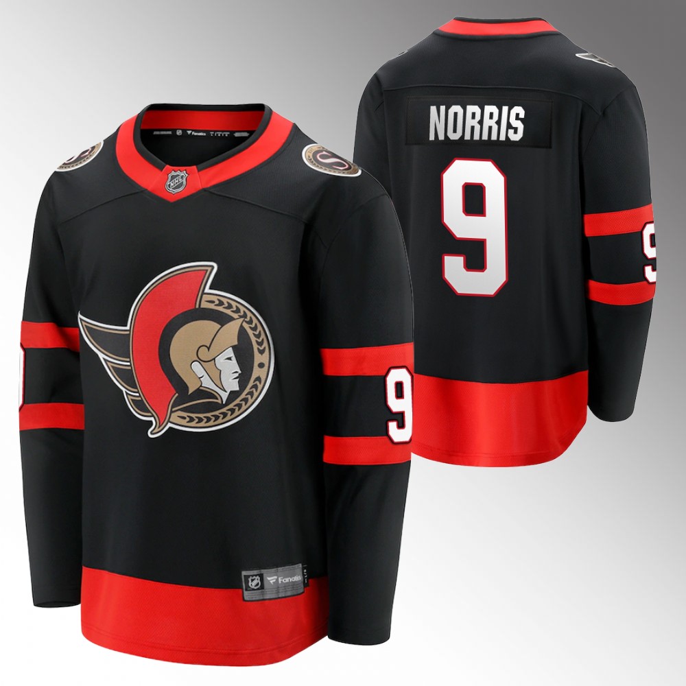 Senators #9 Josh Norris Black 2022 Home Jersey