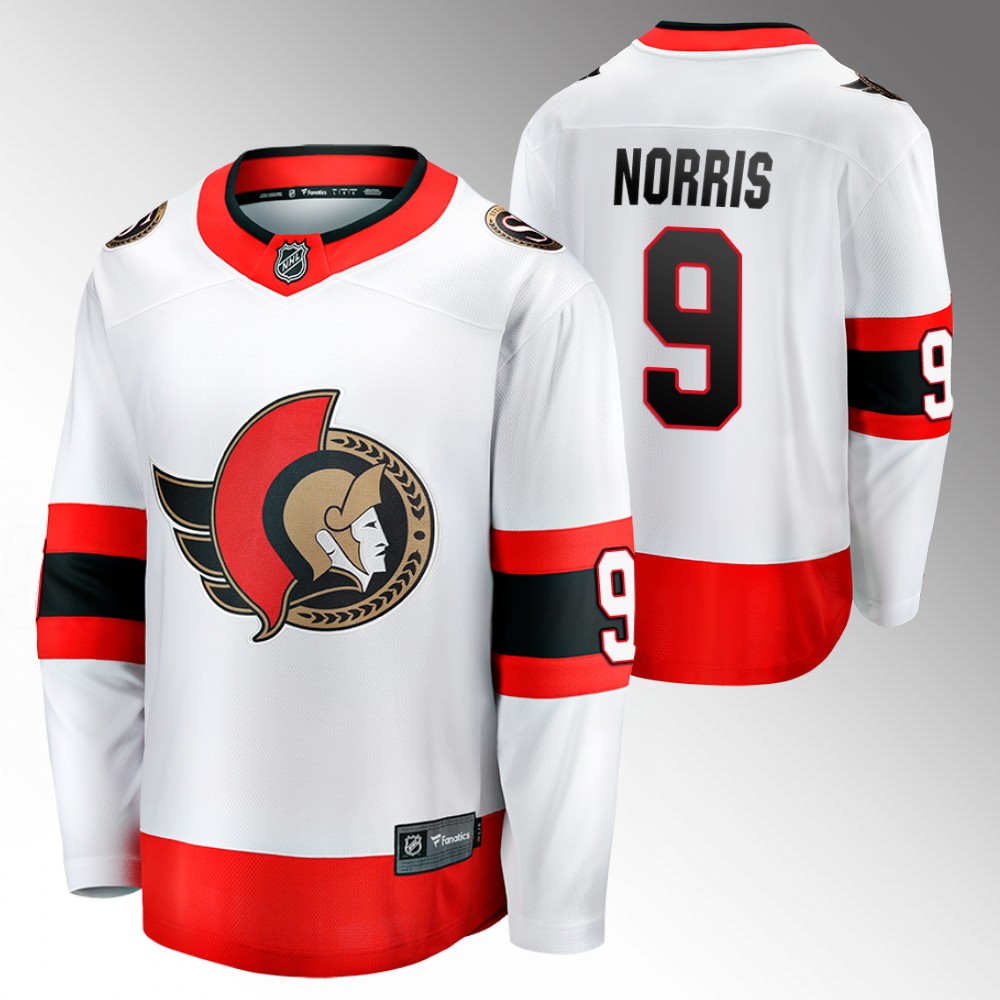 Senators #9 Josh Norris White 2022 Away Jersey