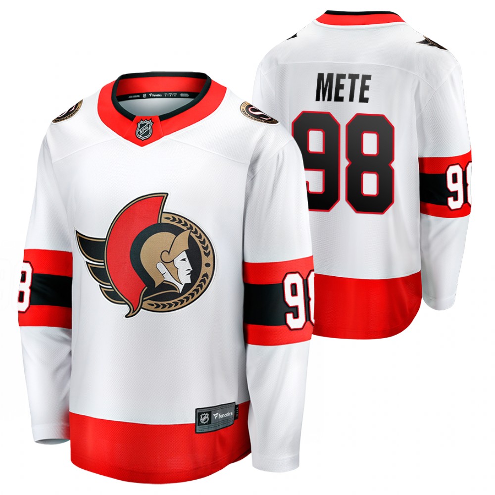 Senators #98 Victor Mete White 2021 Away Jersey
