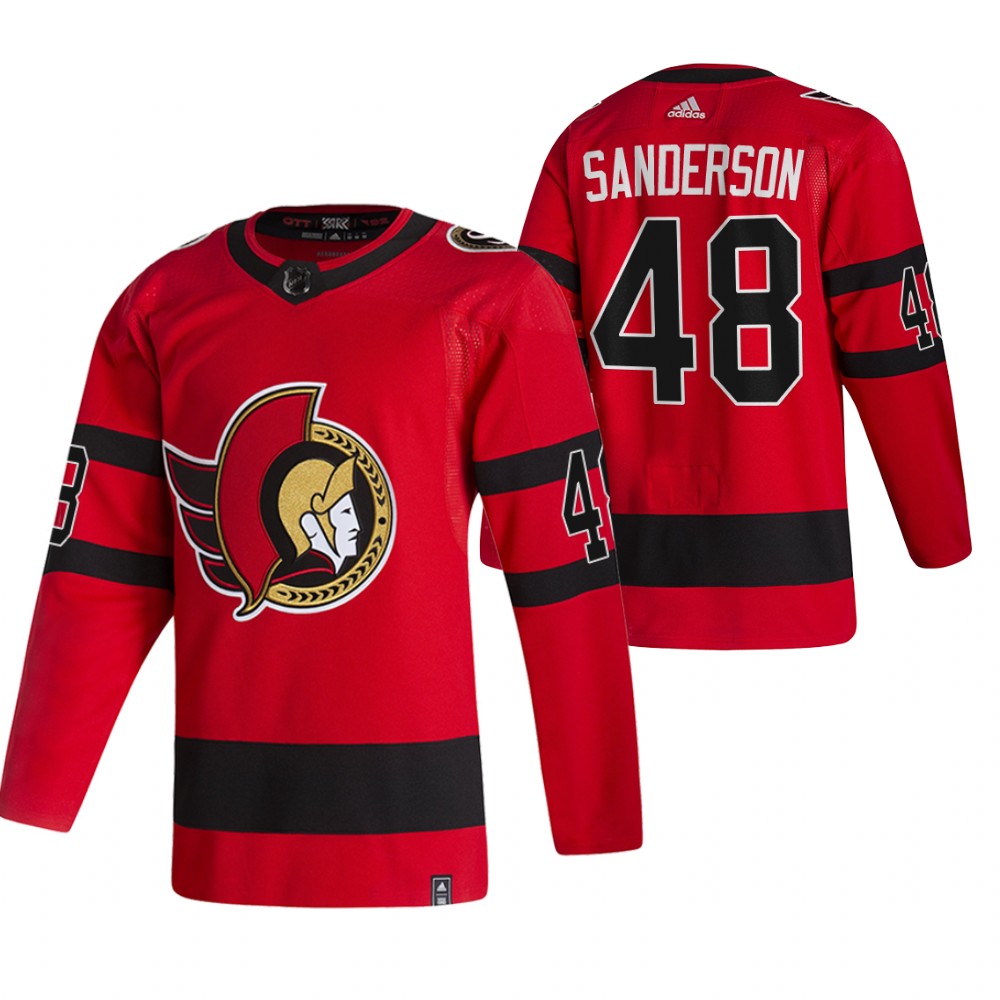 Senators 2021 Reverse Retro #48 Jake Sanderson Red Jersey Special Edition Authentic