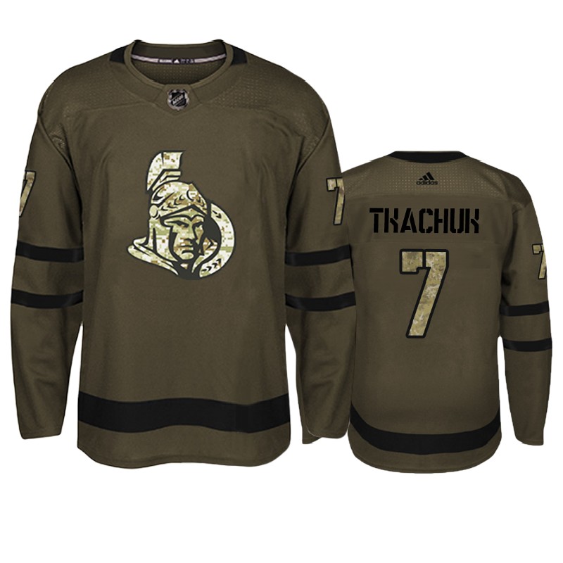 Senators Brady Tkachuk Camo Military Jersey