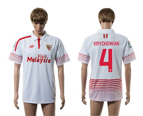 Sevilla #4 Krychowiak Away White Soccer Club Jersey