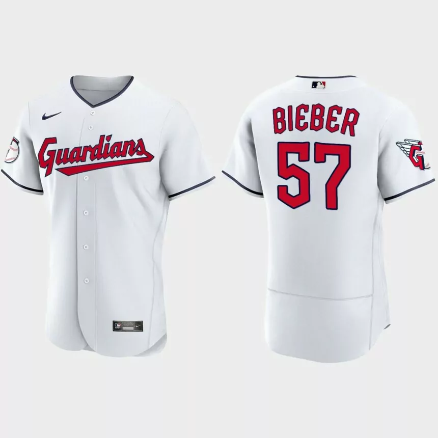 Shane Bieber Cleveland Guardians 2022 Authentic Home Jersey – White