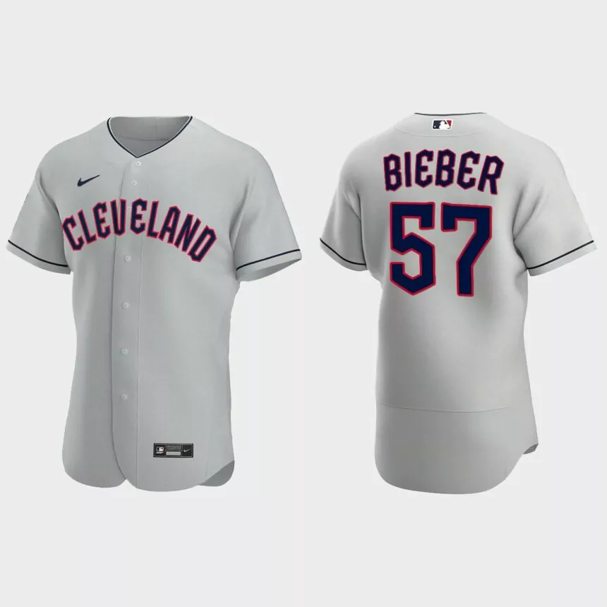 Shane Bieber Cleveland Guardians 2022 Authentic Road Jersey – Gray
