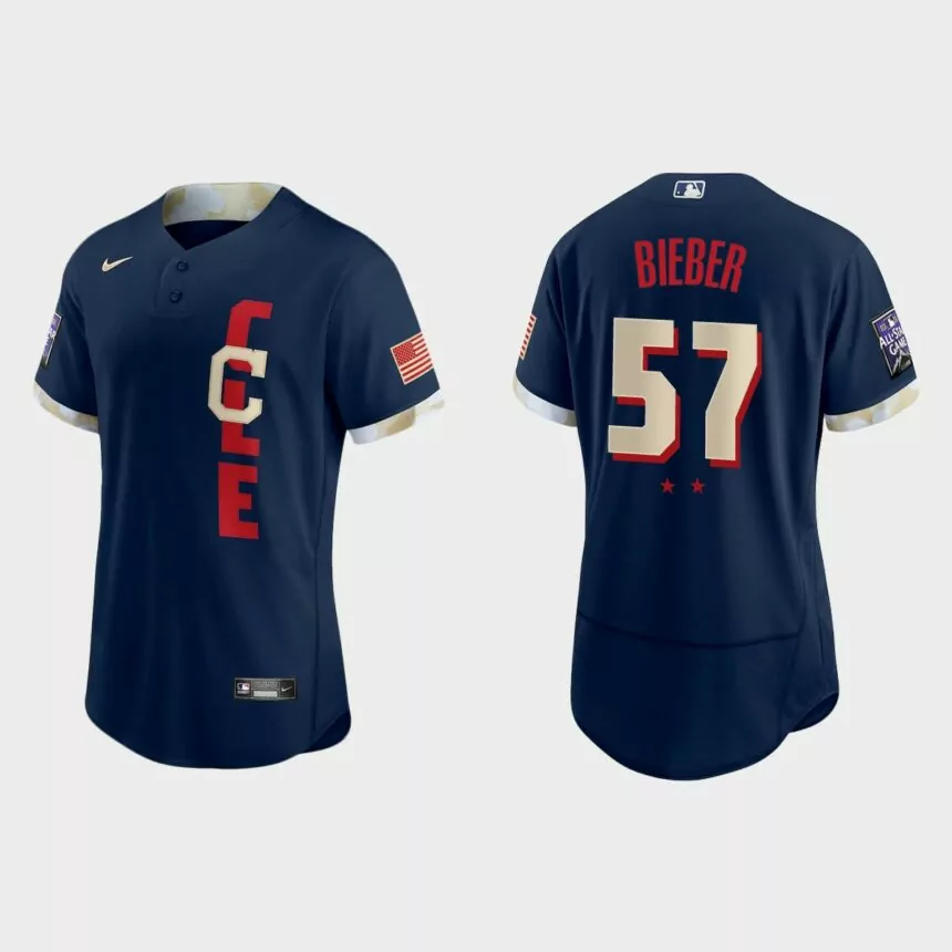 Shane Bieber Cleveland Indians 2021 MLB All-Star Game Authentic Jersey – Navy