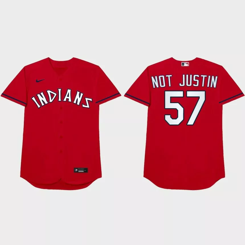 Shane Bieber Nickname Indians 2021 Players’ Weekend Not Justin Jersey – Red