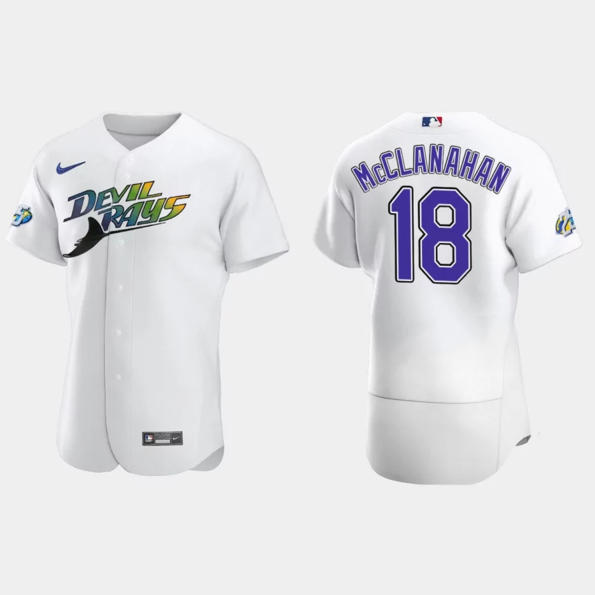 Shane McClanahan #18 Tampa Bay Rays 25th Anniversary Authentic Jersey – White