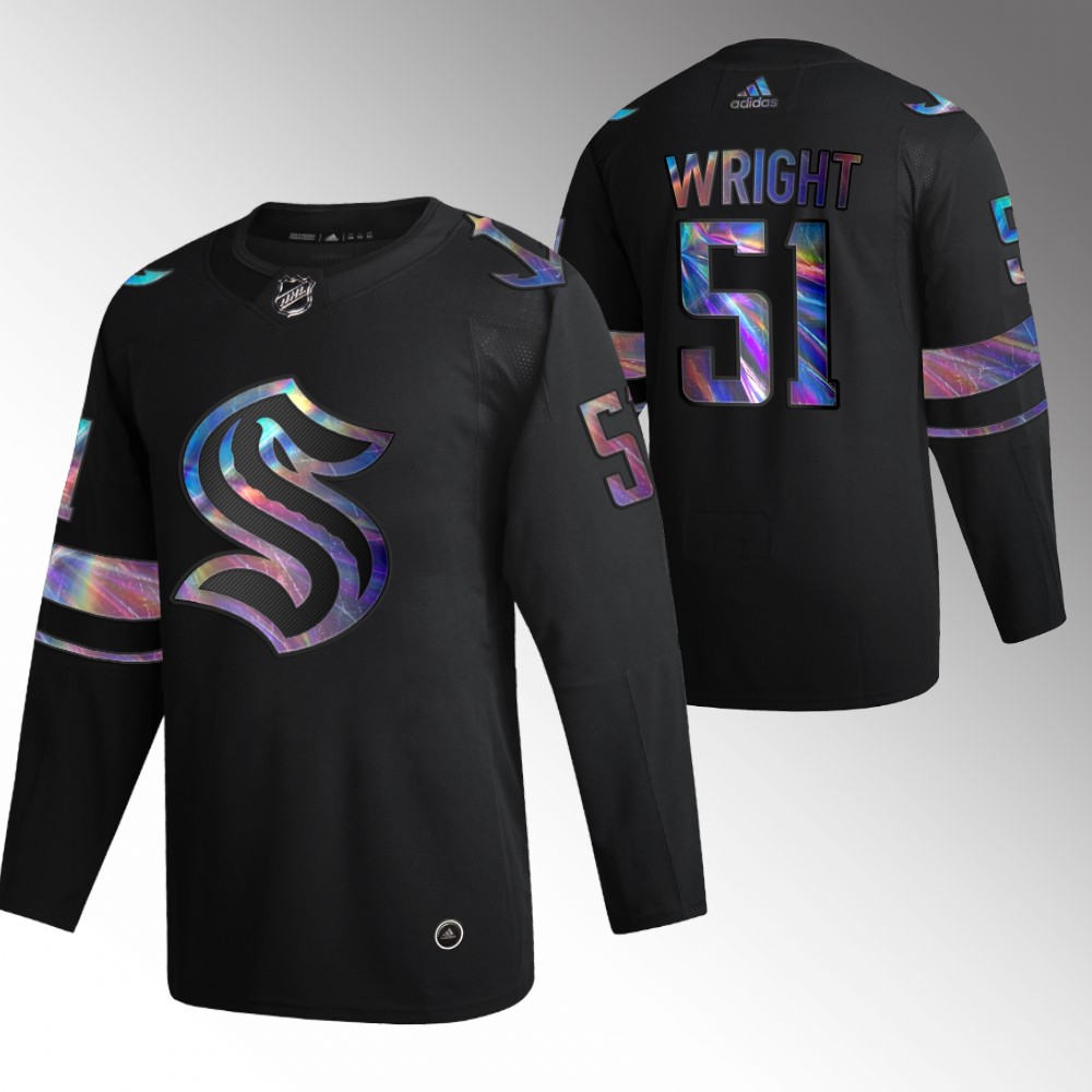 Shane Wright Kraken Iridescent Holographic Jersey Black 2022 NHL Draft