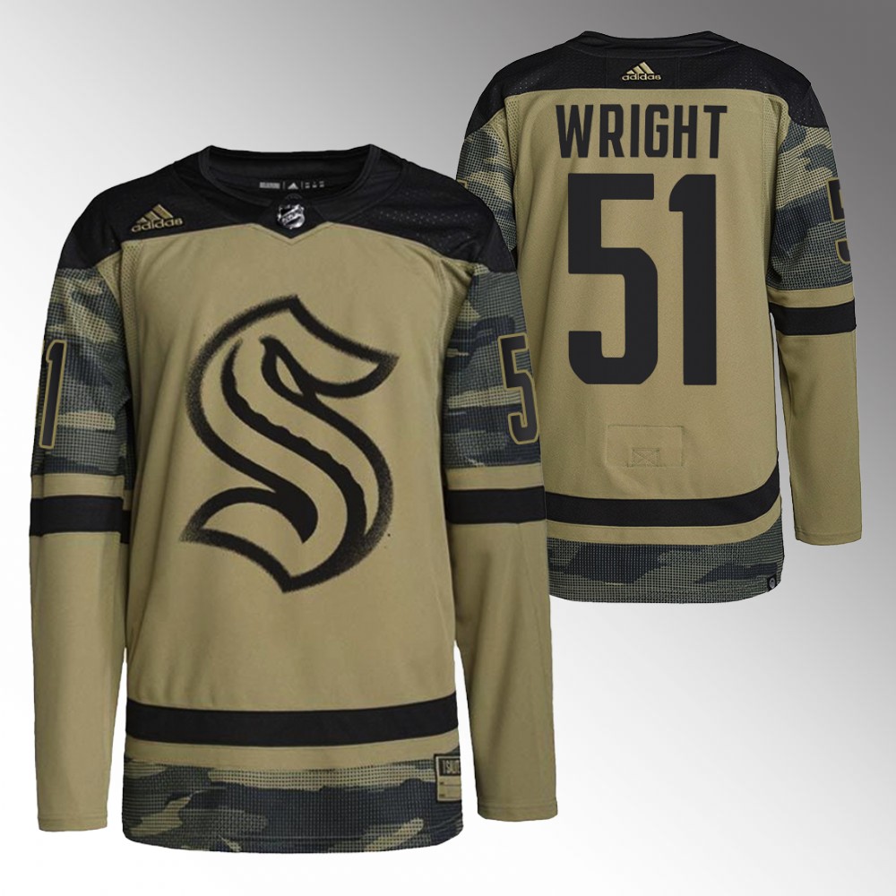 Shane Wright Kraken Military Appreciation Jersey Camo 2022 NHL Draft