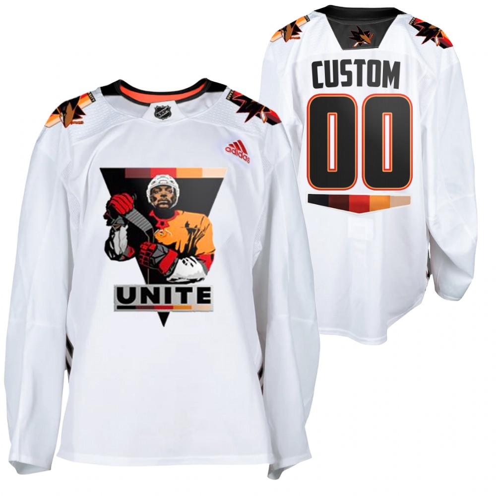 Sharks #00 Custom White 2021 Terry Smith Unite Jersey