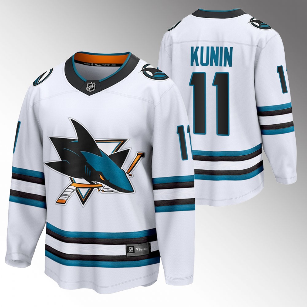 Sharks #11 Luke Kunin White 2022-23 Away Jersey