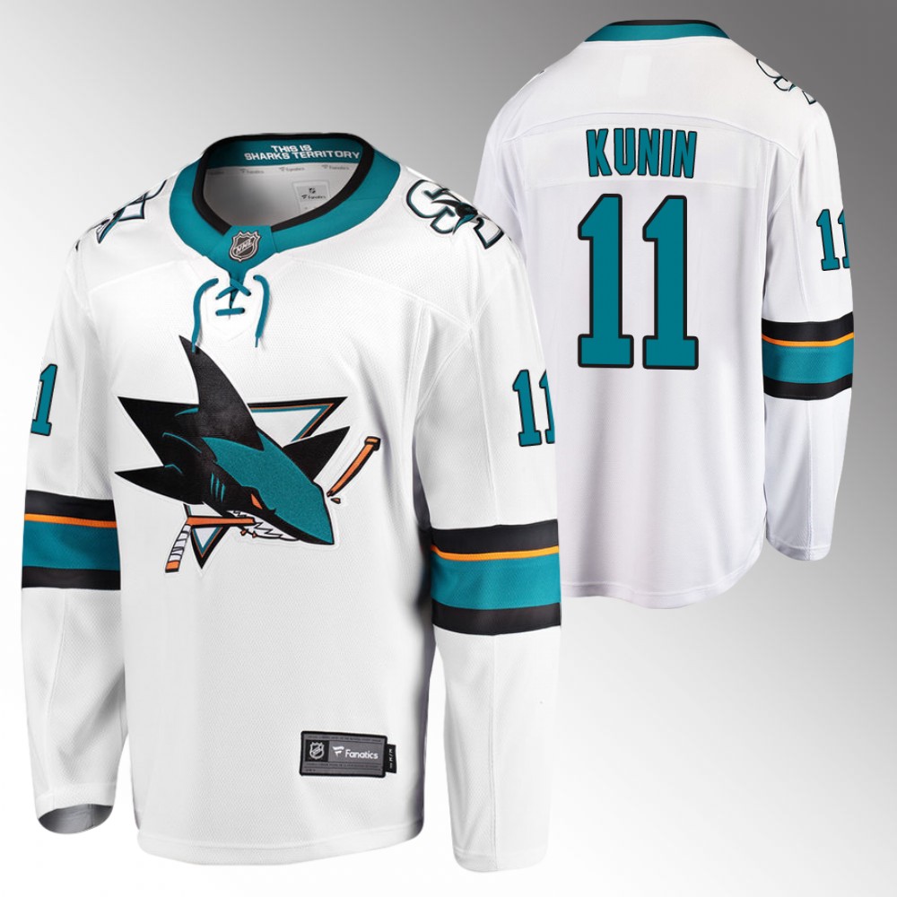Sharks #11 Luke Kunin White 2022 Away Jersey