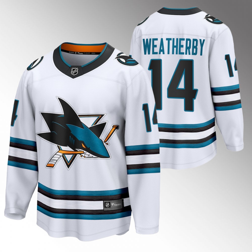 Sharks #14 Jasper Weatherby White 2022-23 Away Jersey