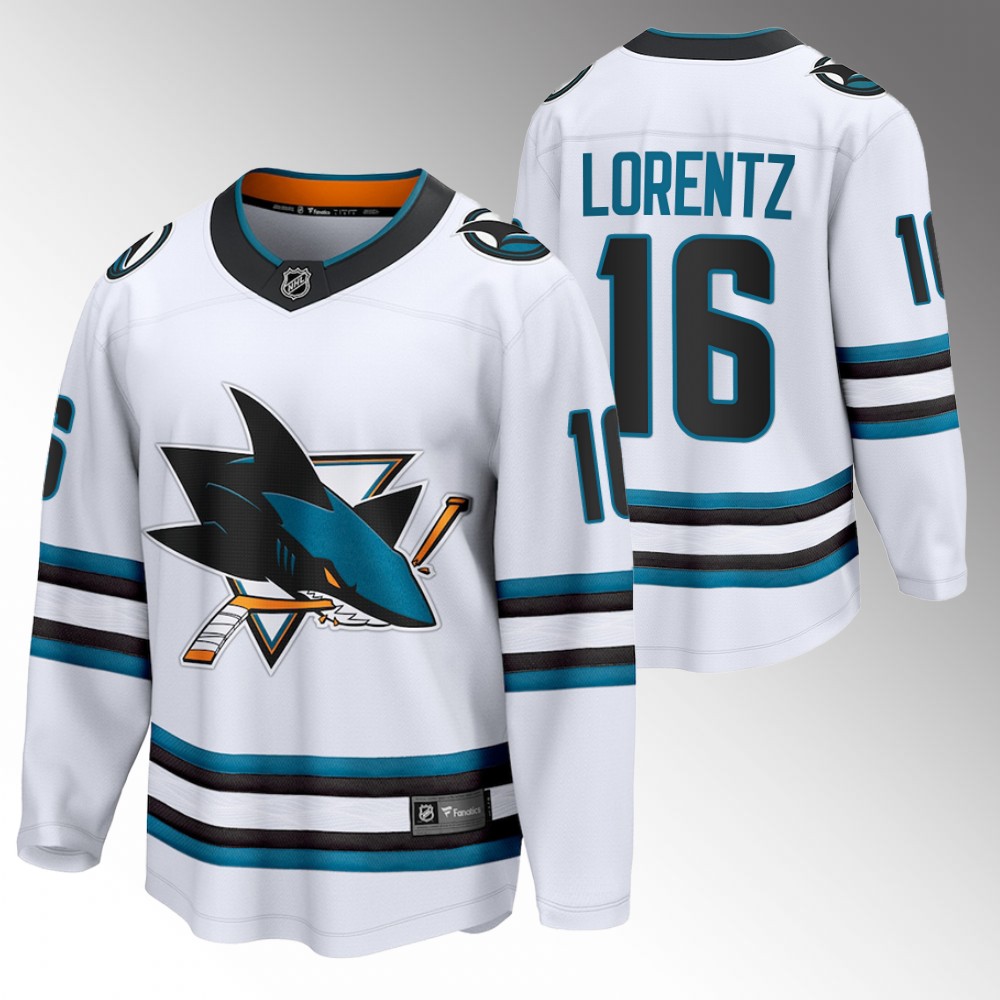 Sharks #16 Steven Lorentz White 2022-23 Away Jersey